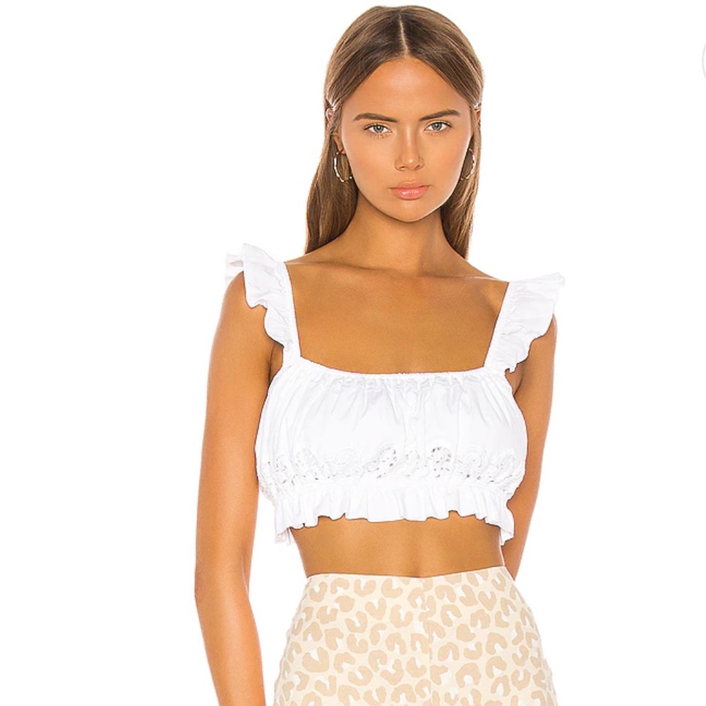 Revolve LPA Quincy White Eyelet Crop Top